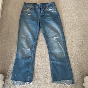 Distressed cropped straight leg Zara jeans